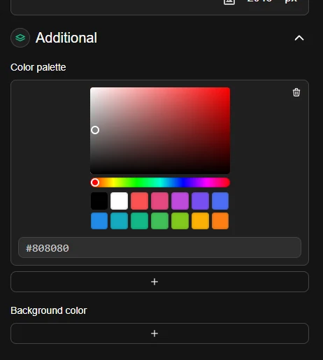 Colour palette and background colour