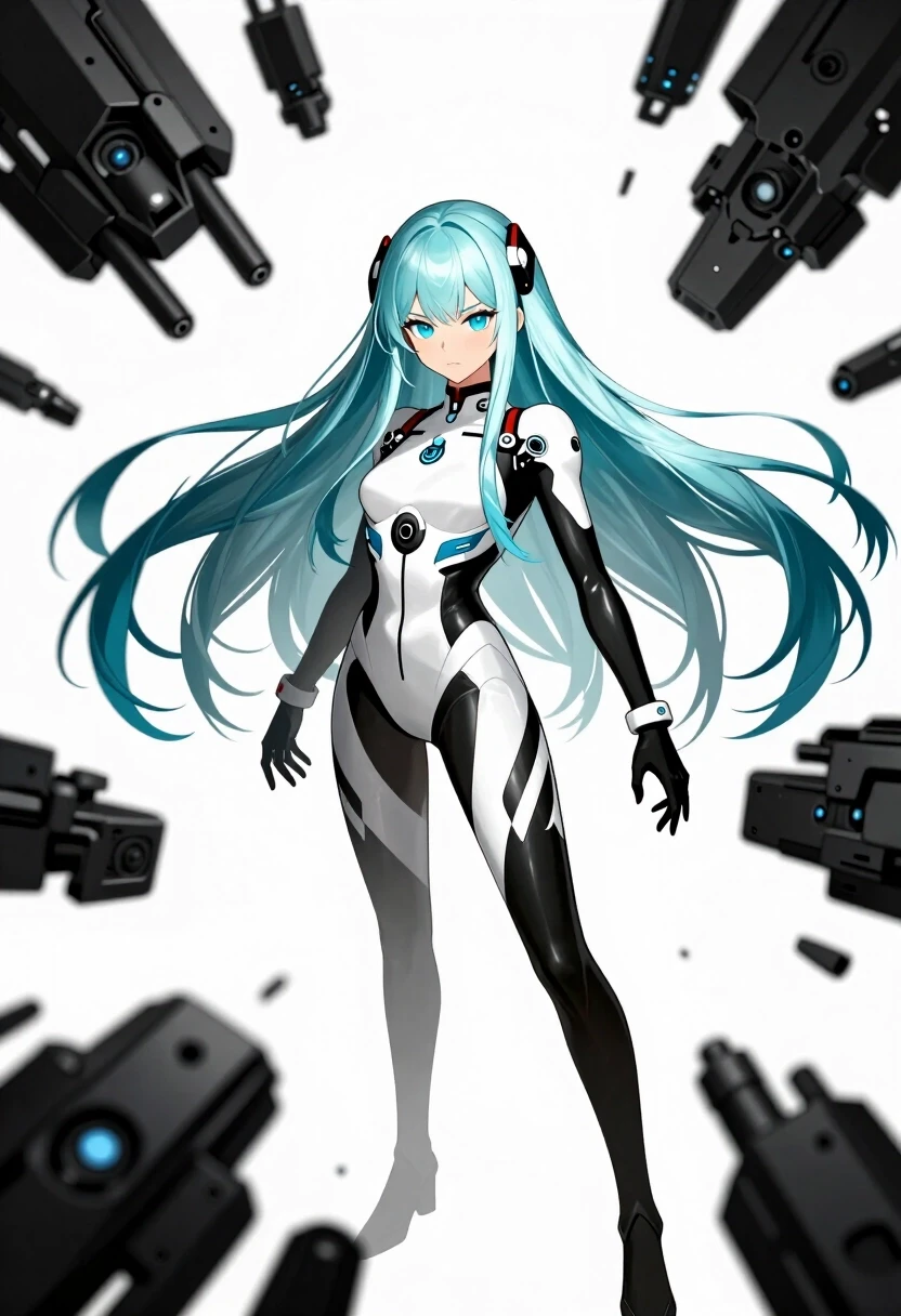 (lacia beatless:1.4), beatless, 1girl, solo, android, long straight hair, loose hair, hair down, long hair flowing, (ice blue hair, light silver-blue hair:1.2), blunt bangs,…