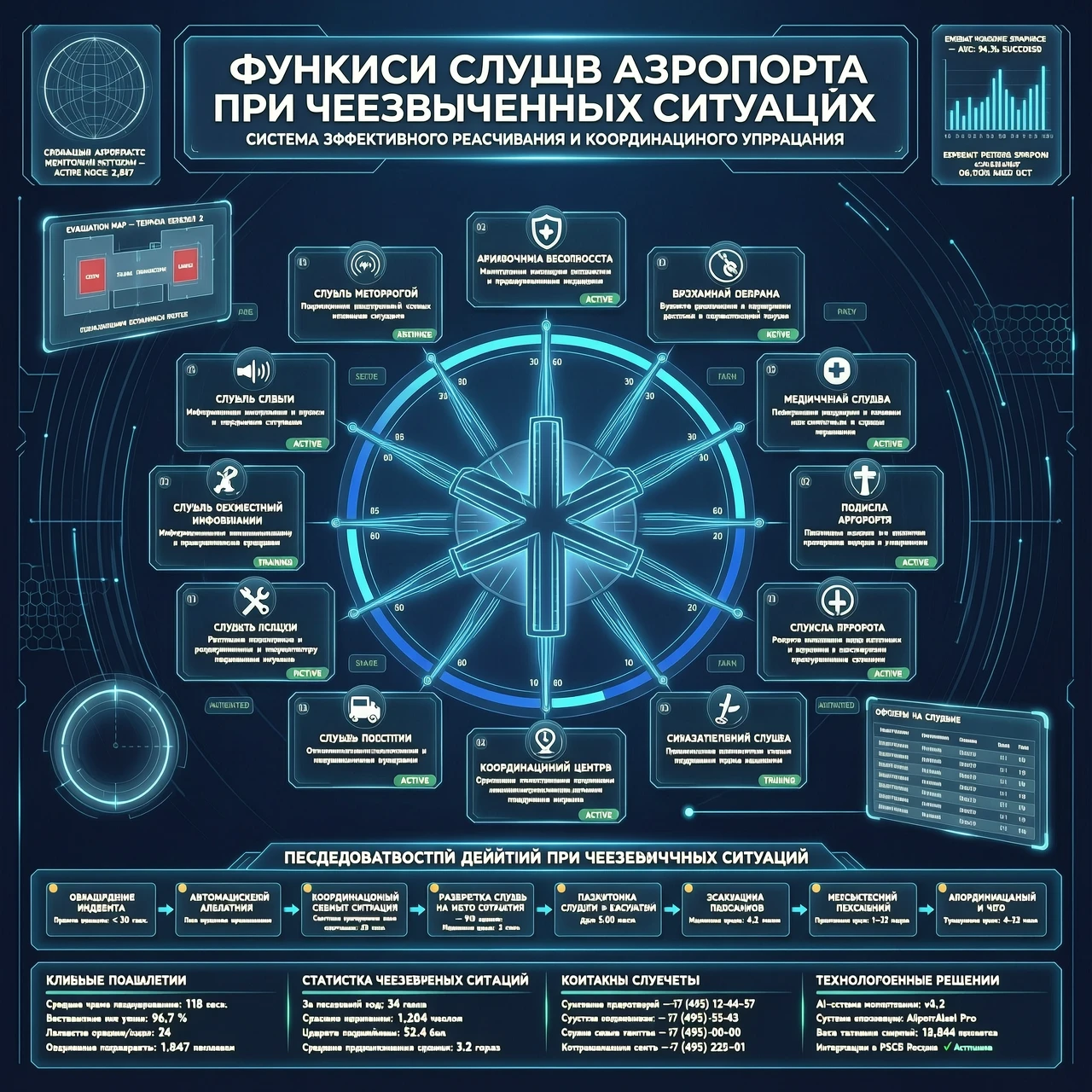 Функции служб аэропорта при чрезвычайных ситуациях, в синих тонах футуристический стиль — работа пользователя Интригующая Пыль