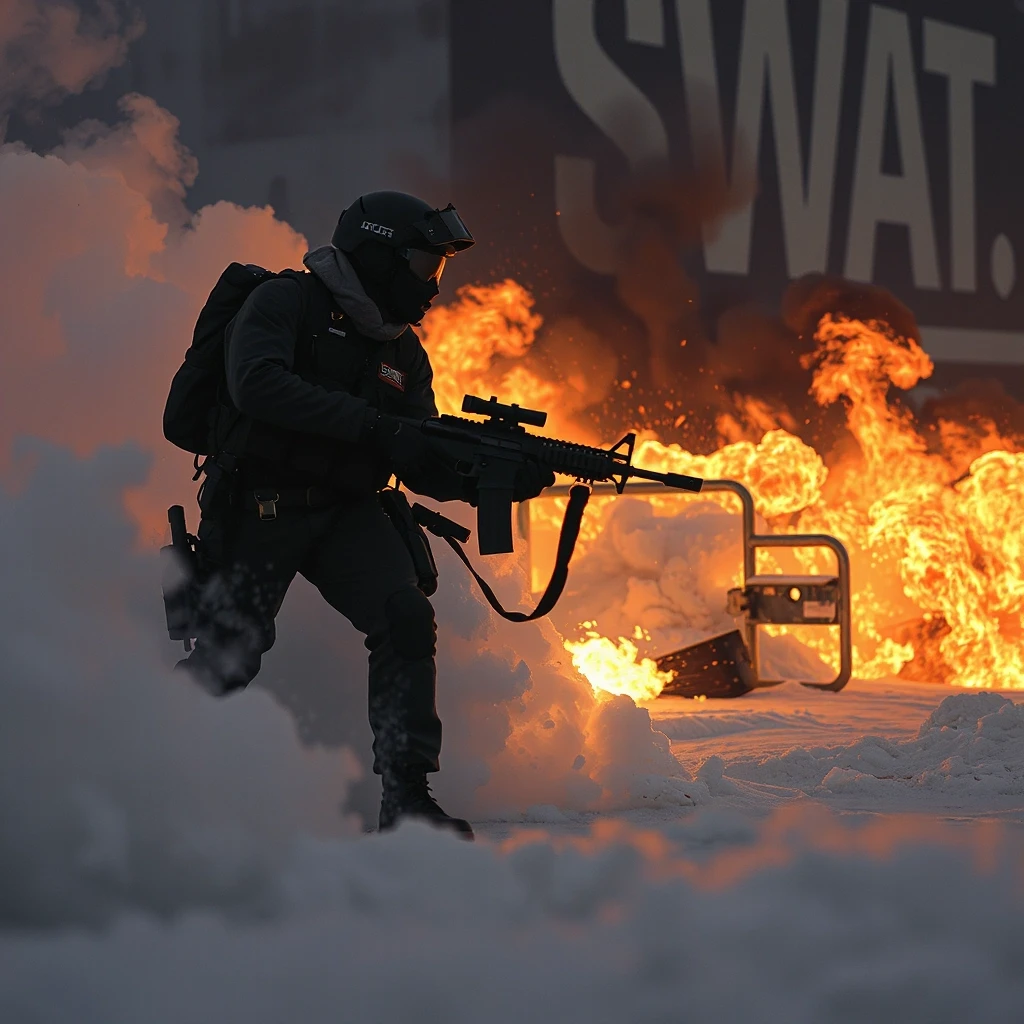 сделай картинку с надписью SWAT чтоб на заднем фоне был огонь — работа пользователя Таинственная Нирвана