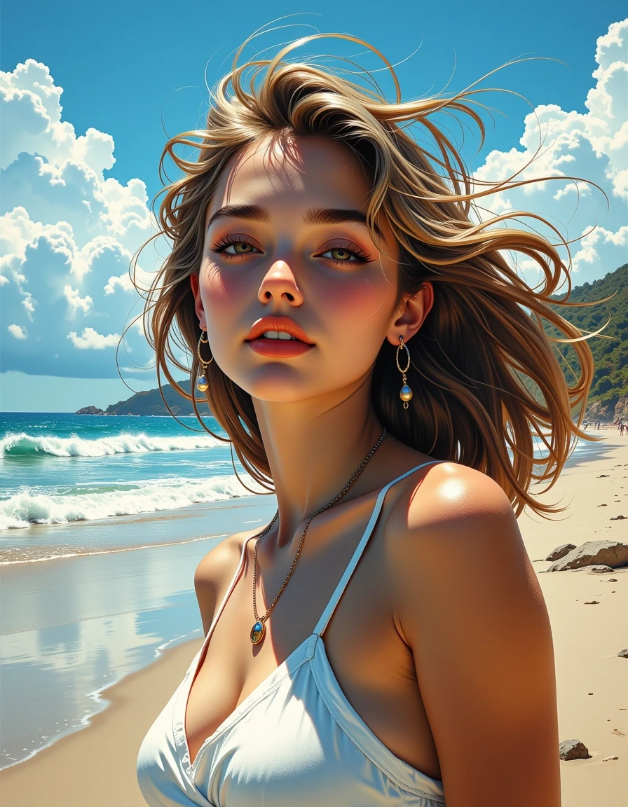 A masterpiece in the style of the 1980s, featuring clean lines, dynamic brushstrokes, and rich textures against a backdrop with a nostalgic vibe, possibly with subtle patterns…