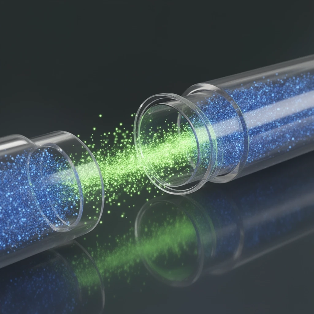 3D render, surface reflections, 3D rendering, surface reflections, 2 transparent tubes, reflecting on the surface below, clear image, highlights and reflections, a stream of…