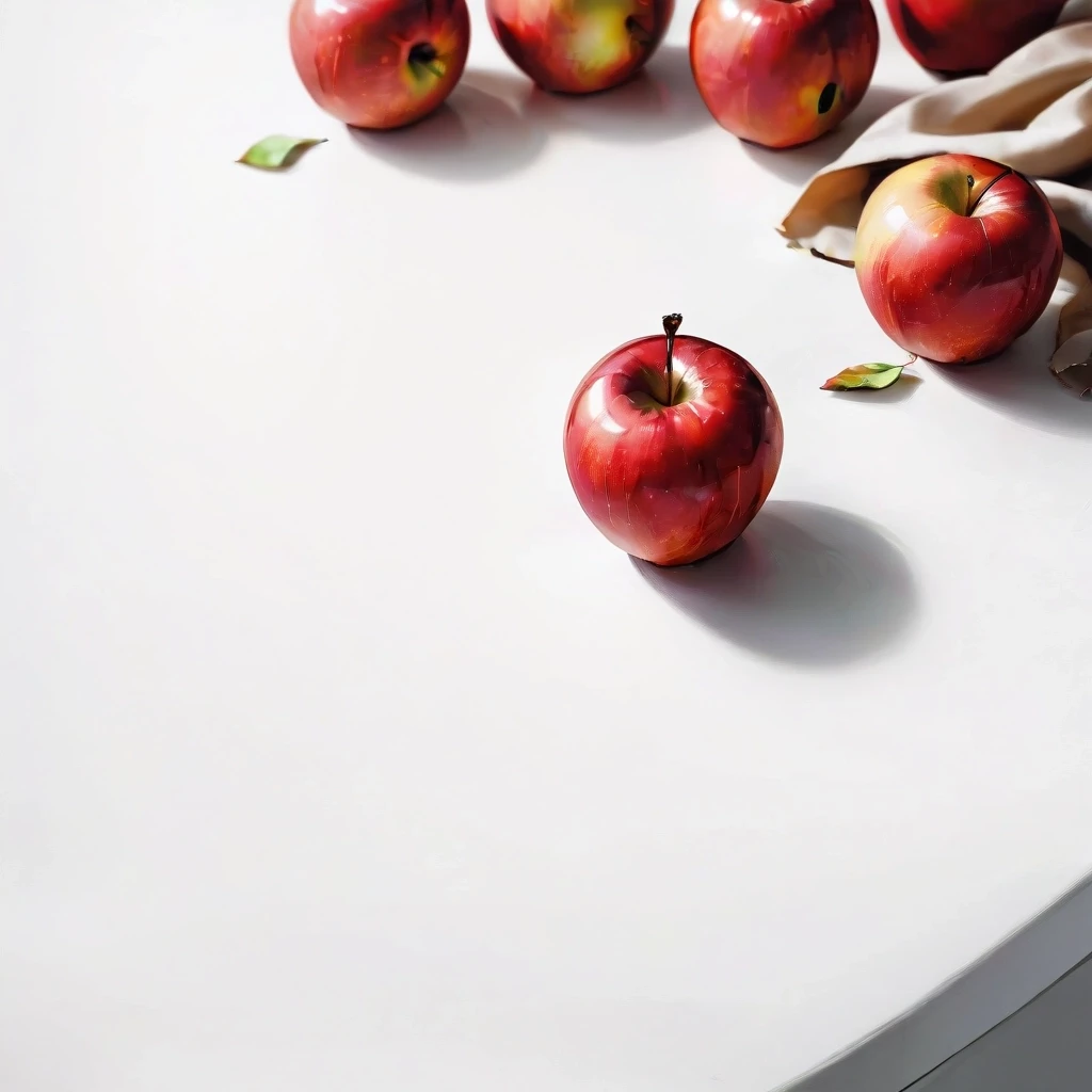 a red apple on a white table — работа пользователя Сильная Оптика