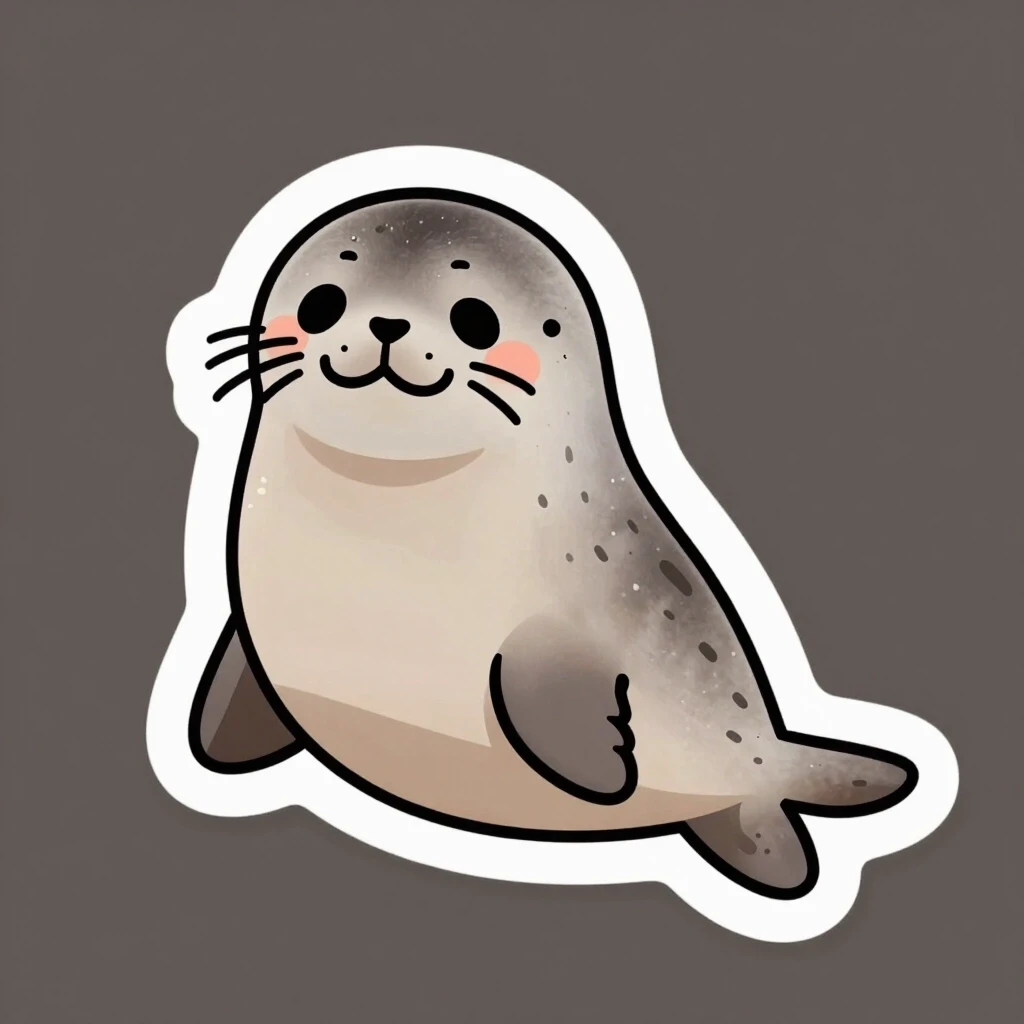 Draw a cute happy seal as a sticker — работа пользователя Вулканический Криоген