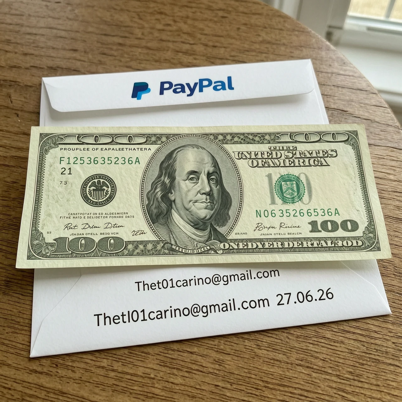 Make a 200$ bill PayPal on the mail The01carino@gmail.com date 27.06.26, — работа пользователя Неповторимый Кристалл