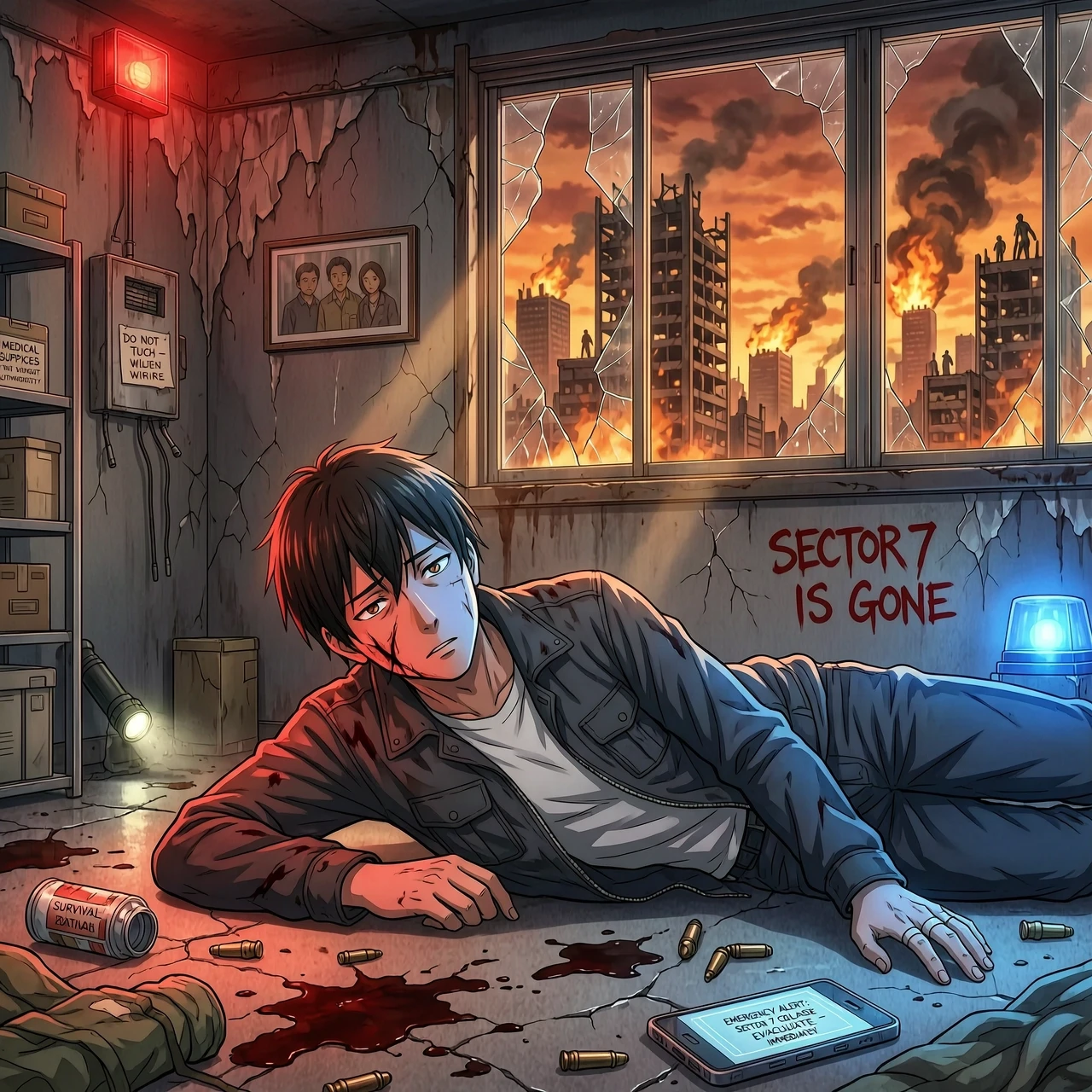 High-quality modern anime, cinematic post-apocalyptic horror, consistent character design, Japanese animation aesthetic, detailed backgrounds, dramatic lighting, atmospheric…