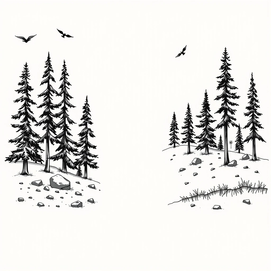 A single A5 diary page layout in the art style of Stanford Pines’ journal illustrations from Gravity Falls: black and white only, no color, drawn with sketchy ink lines and…