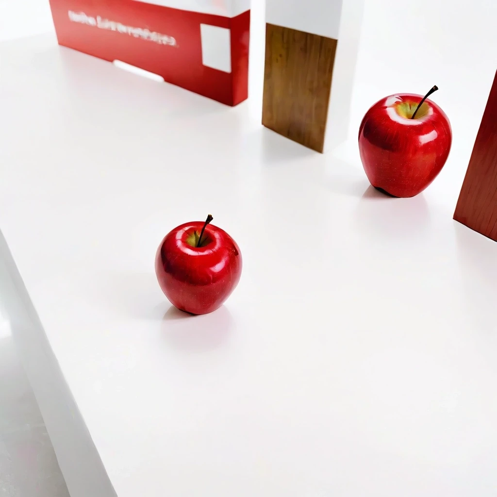 a red apple on a white table — работа пользователя Сильная Оптика