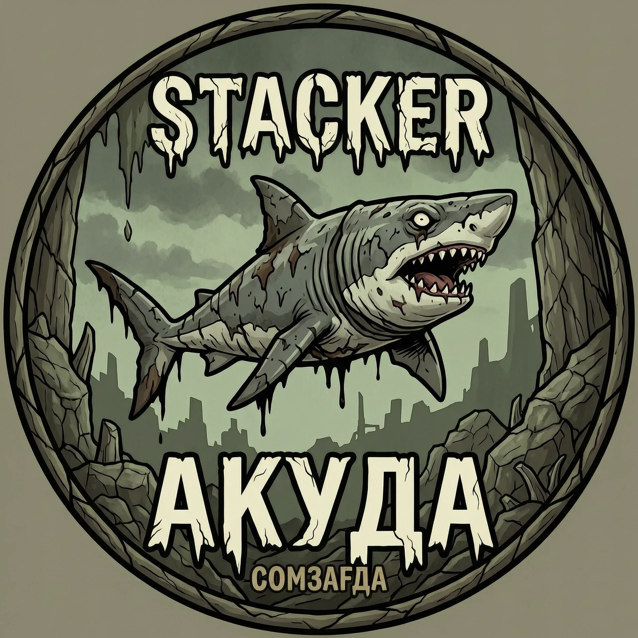 Сделай аватарку с зомби-акулой, по мотивам игры STALKER, надпись:акула — работа пользователя Безграничная Листва