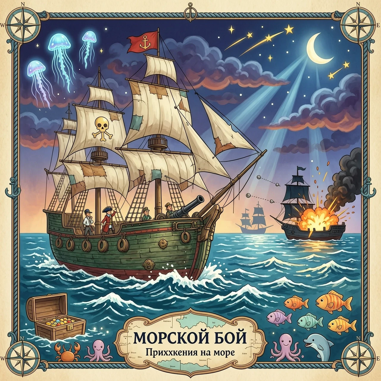 морской бой книжная иллюстрация — работа пользователя Безумная Комета