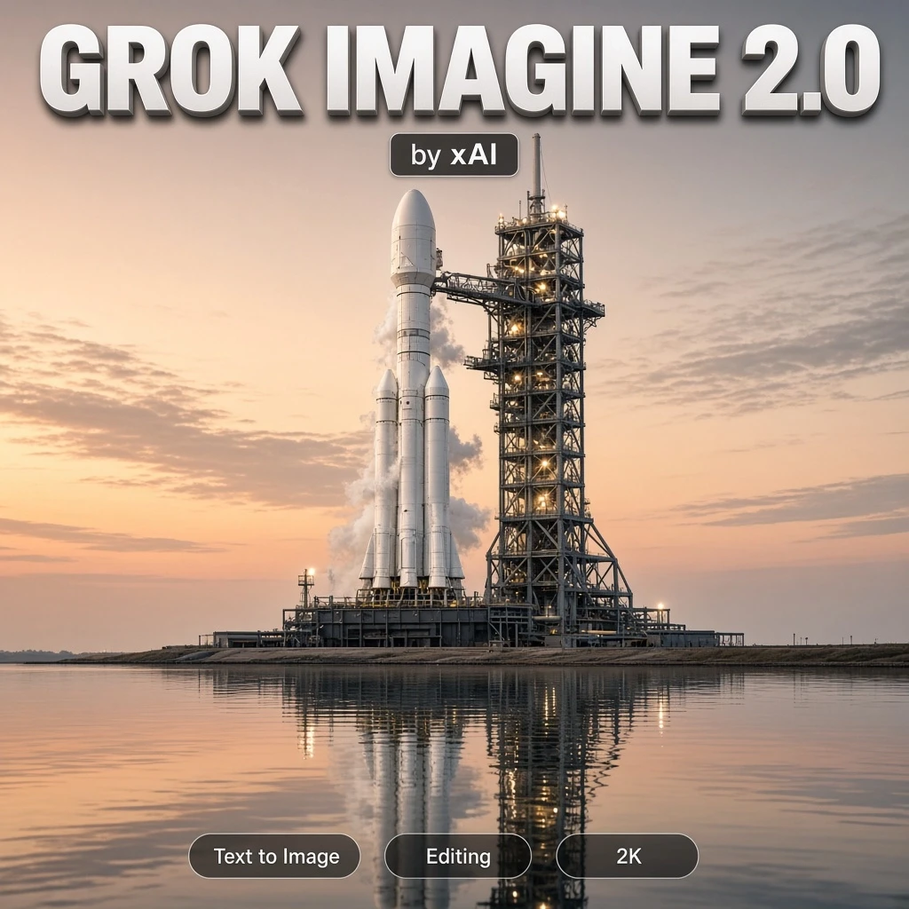 A highly detailed real-life photograph of a heavy launch rocket standing on its pad at dawn, shot on a 200mm telephoto from across the water: cryogenic vapour venting down the…