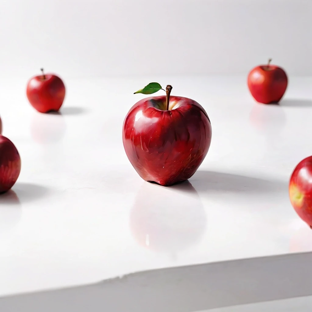 a red apple on a white table — работа пользователя Сильная Оптика