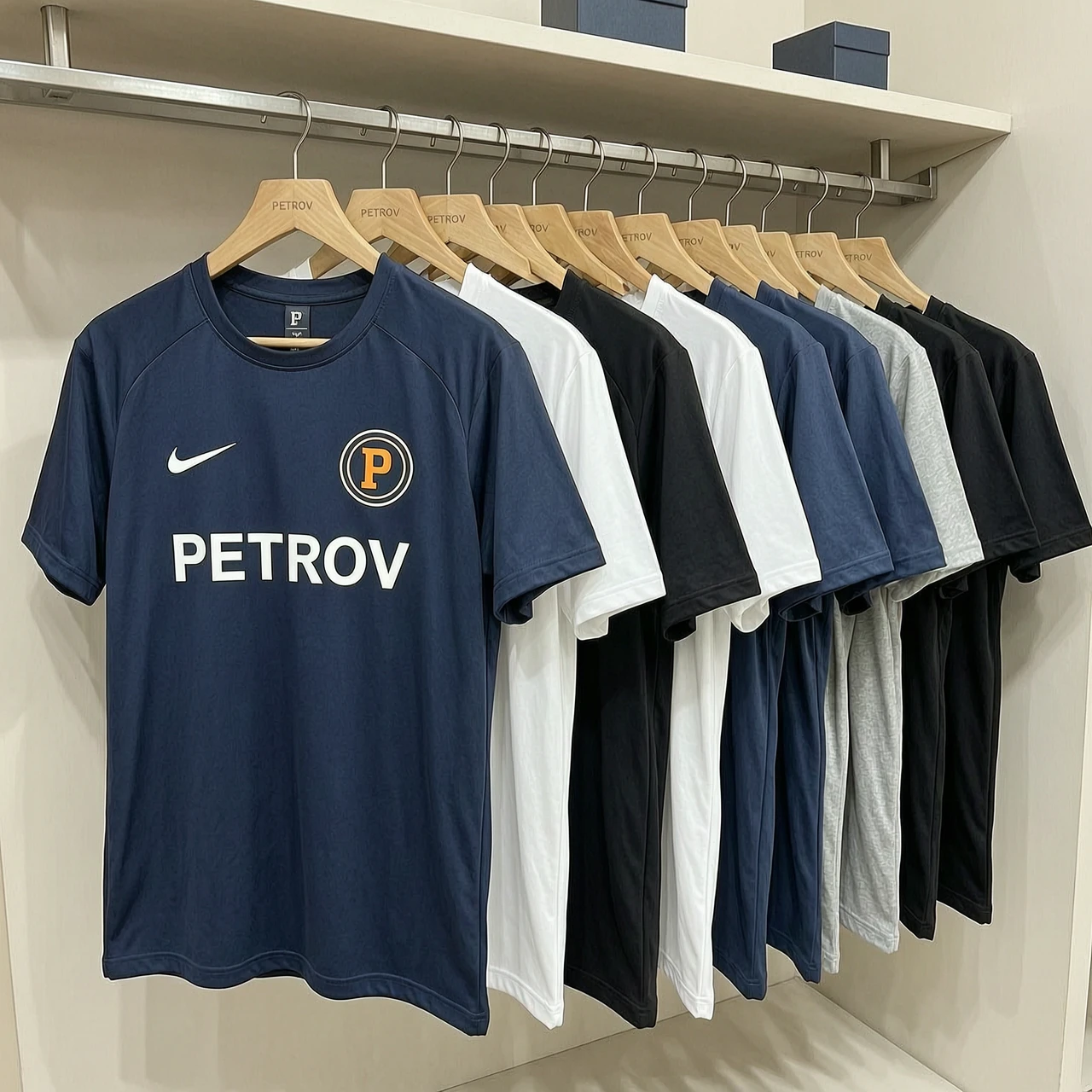 футболки на вешалках с логотипом PETROV — работа пользователя Оригинальная Искра