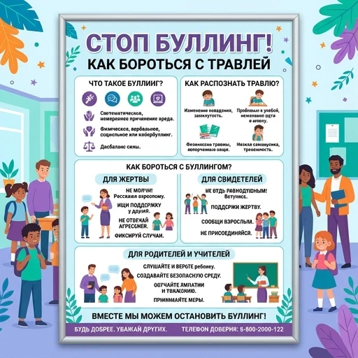 Нарисуй постер на тему булинг как сним бороться с надписями на русском и картинками — работа пользователя Таинственная Нимфа