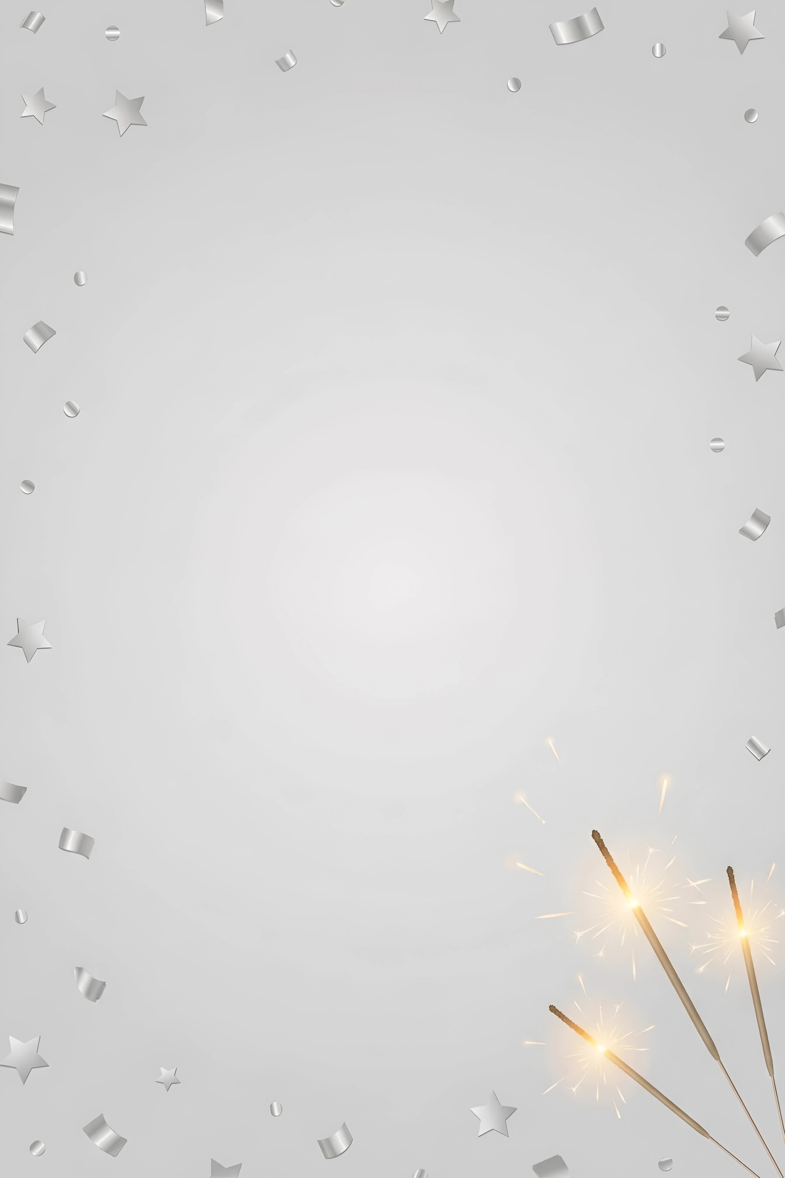 Create a minimalist congratulatory background in A4 format (210×297 mm). The main color is a soft, light gray (#D3D3D3) with a subtle gradient (slightly lighter in the center,…