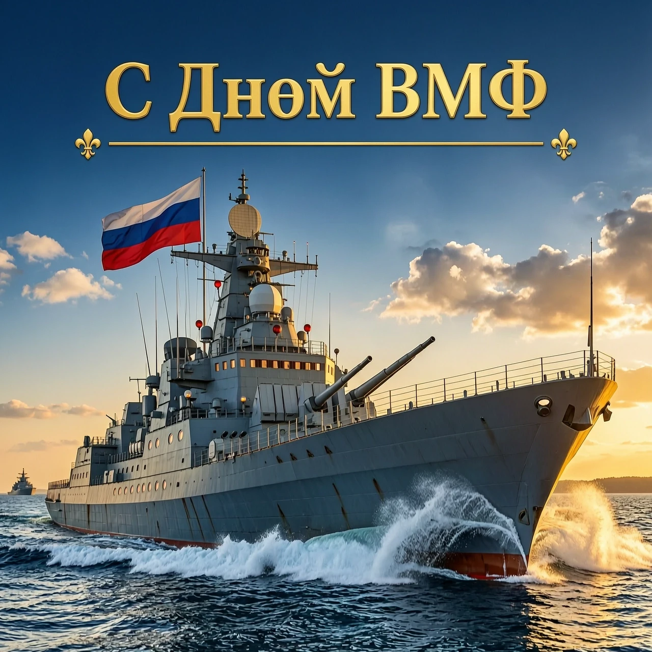 Картинка с поздравлением с днем ВМФ, с надписью "С Днём ВМФ" (других надписей не надо). Фотки должны быть сочными и выглядеть роскошно, дорого, величественно,…