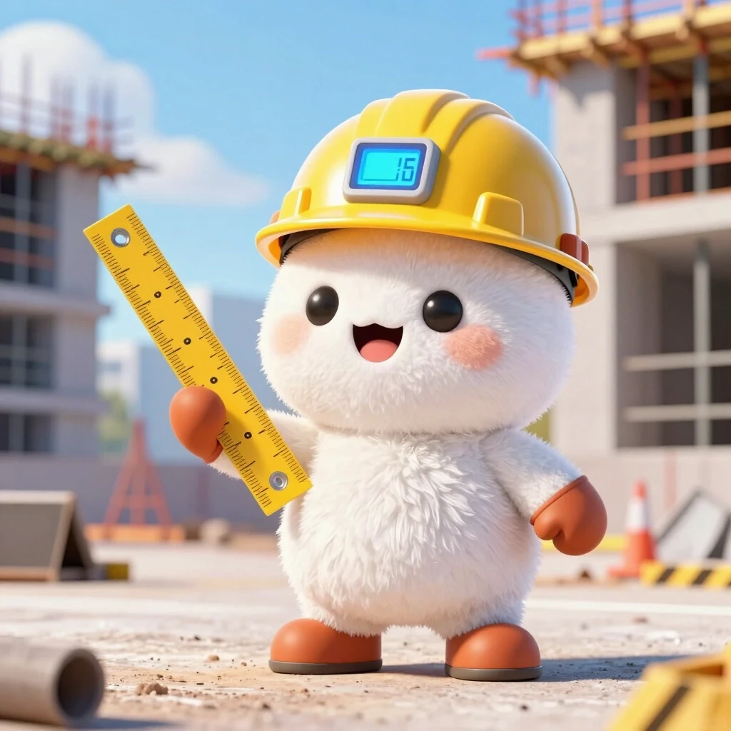 A friendly, smiling, fluffy mascot character, representing the construction insulation brand "TechnoNICOL". The character is a small, cute, white fluffy creature with…