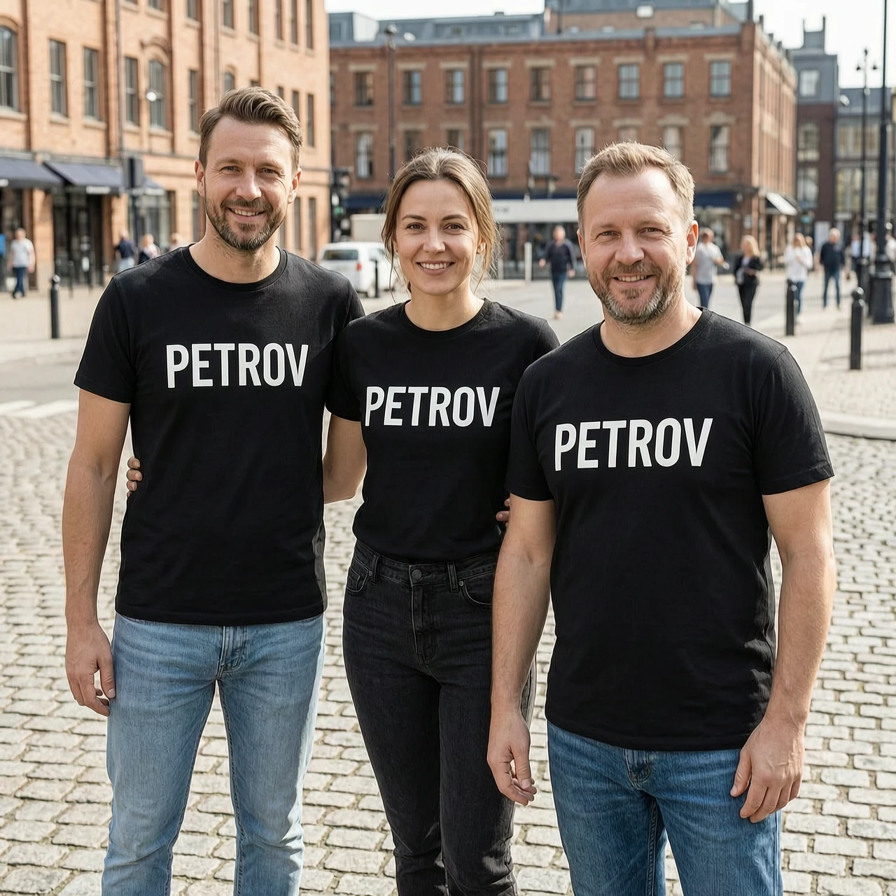 чёрные футболки с надписью PETROV — работа пользователя Оригинальная Искра