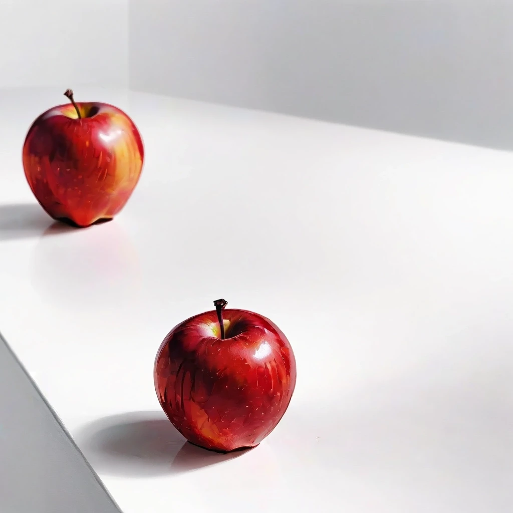 a red apple on a white table — работа пользователя Сильная Оптика
