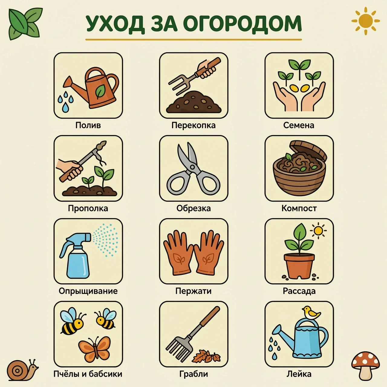 СОЗДАТЬ НАБОР ВЕКТОРНЫХ КАРТИНОК НА ТЕМУ УХОД ЗА ОГОРОДОМ — работа пользователя Бескрайний Позитрон
