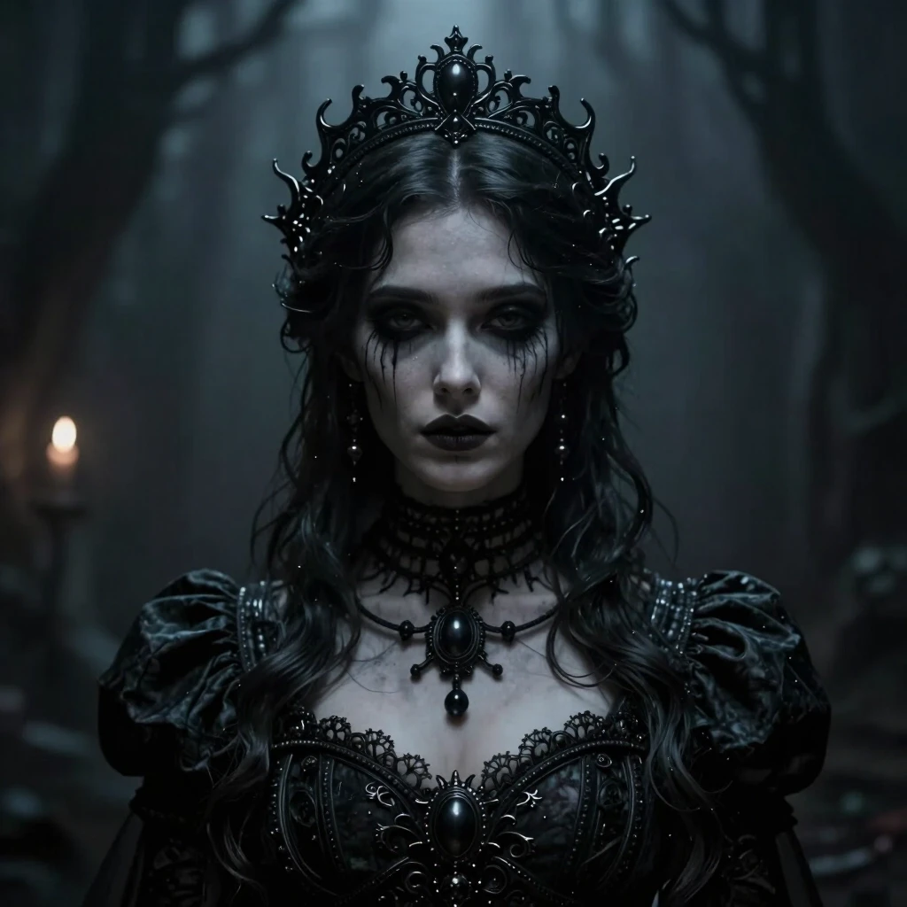 Aristocratic Irresistible Female Hunter, Panorama, Gloomcore, pov, fine artistic composition, magical atmosphere, cinematic perfect intricate stunning fine detail, background…