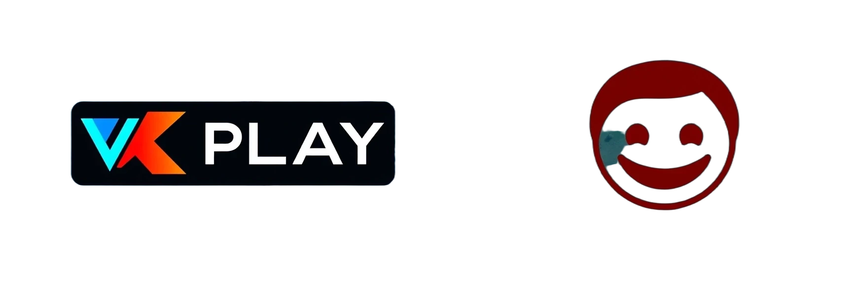 создай изображение, слева логотип VKPLAY справа изображение смайлик Red-John-Smiley-Face из сериала менталист на фоне с градиентным переходом светлых оттенков синего — работа…