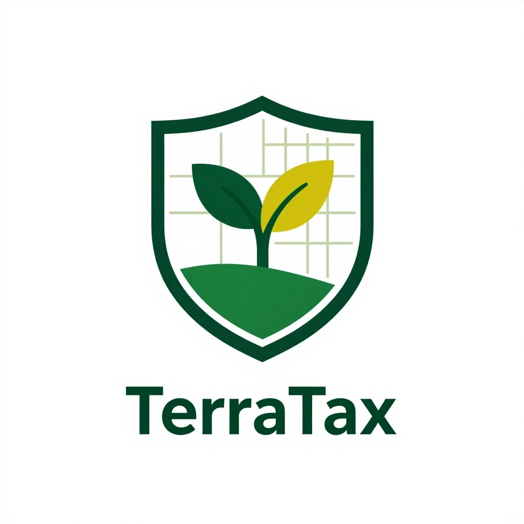 Minimalist logo design for a consulting company named "TerraTax". The name means "Earth" or "Territory" in Slavic roots. Visual metaphor: A…