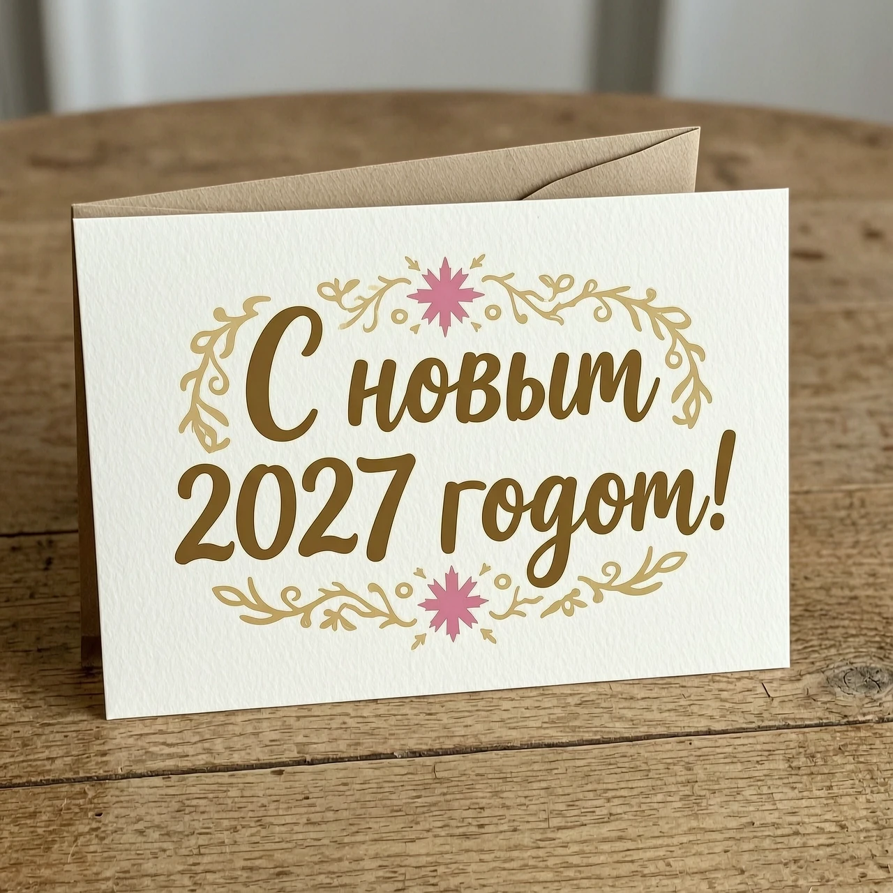 добавь другой текчт на поздравительную открыту: С новым 2027 годом! — работа пользователя Неоновый Покемон