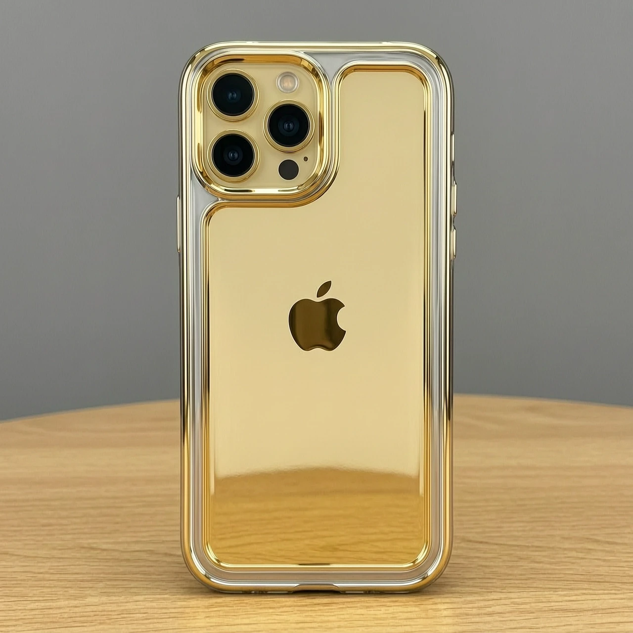 Итак, берем, короче, чехол для iPhone 17 Pro Max и делаем его зеркально-никельным. Отступаем 2 сантиметра ниже модуля камеры и заливаем, делаем, короче, этот самый из жидкого…