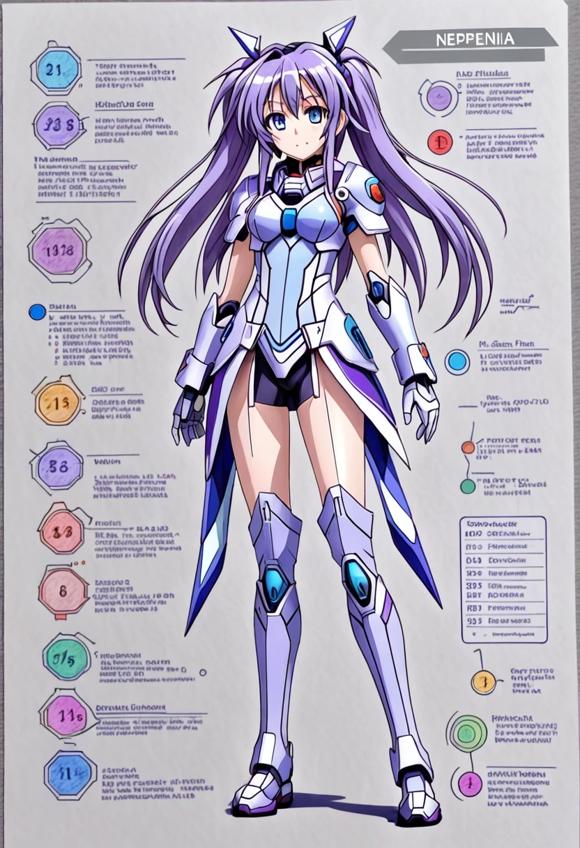 character sheet, general view. Grey background, lait, Hyperdimension Neptunia, Neptunia-woman — работа пользователя Яростный Иней