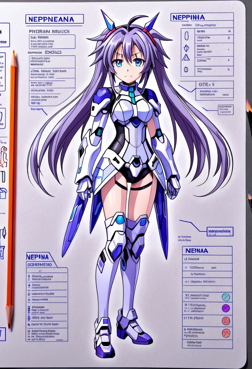 character sheet, general view. Grey background, lait, Hyperdimension Neptunia, Neptunia-woman — работа пользователя Яростный Иней