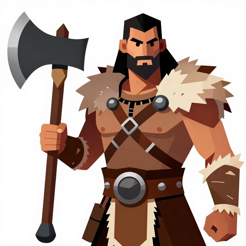 Prompt: Digital fantasy illustration of a human barbarian character, [ATTACH YOUR PHOTO HERE], based on the facial structure of the man in the image, warrior expression, wearing…