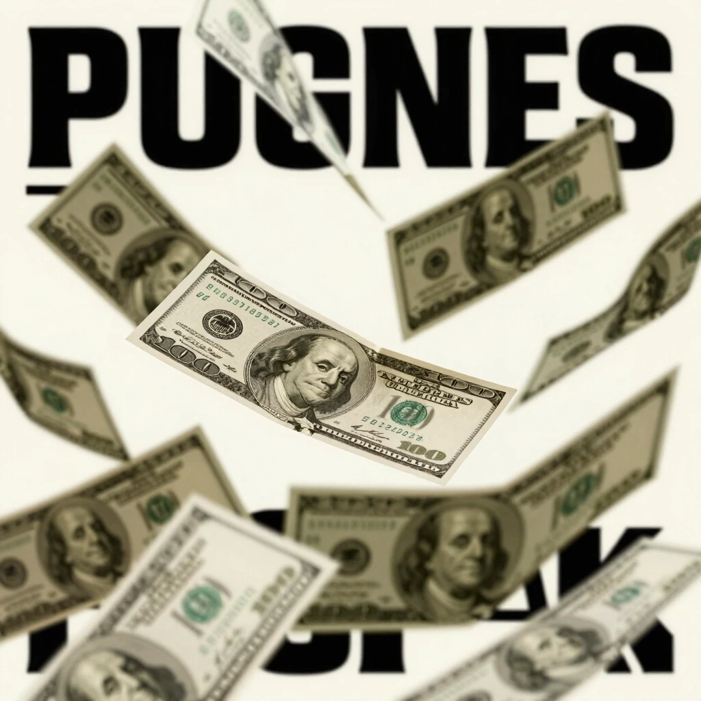 a close up of a poster with money flying around it, album cover — работа пользователя Экстремальная Вспышка