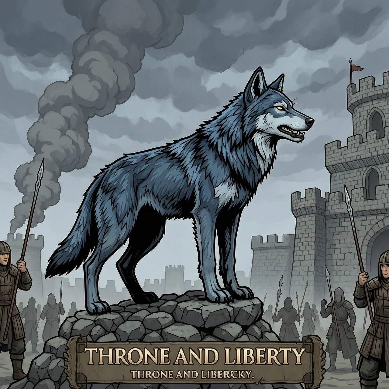 Нарисуй голубого волка на осаде в игре Throne and Liberty — работа пользователя Фантастический Атом