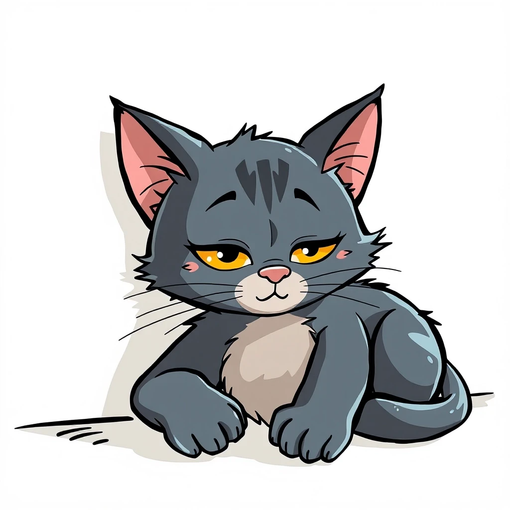 мультяшный котик лежит — работа пользователя Многоцветная Энергия