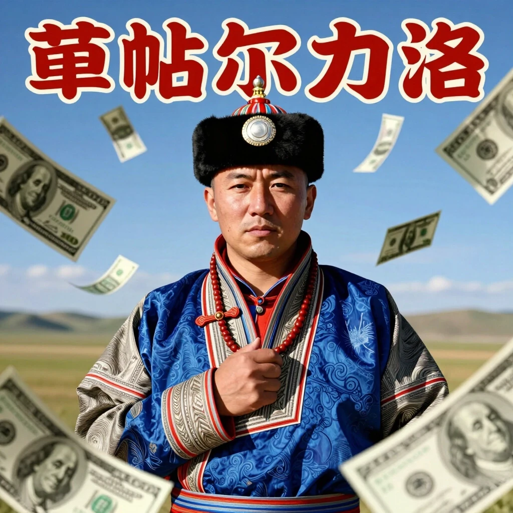 a close up of a poster with money flying around it, dmitry prozorov style, album cover, mongolia — работа пользователя Экстремальная Вспышка