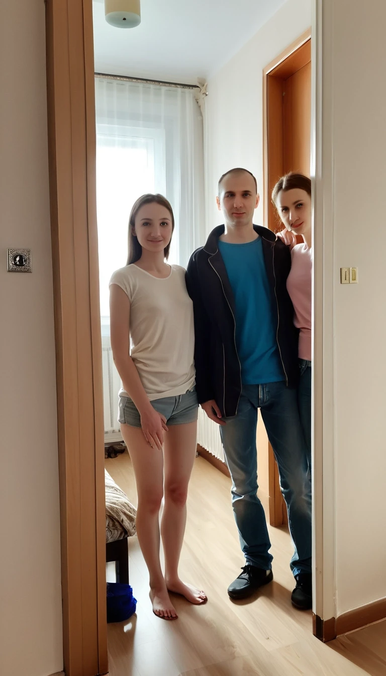 A vertical shot taken with a mobile phone camera: two friends are standing by the door in an ordinary Moscow apartment. Both of them are considered tall, and that’s the whole…