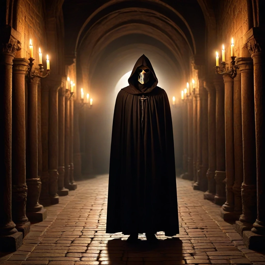 Under the vaults of an ancient medieval church, in the semi-darkness, by the lit candles, stands a mysterious man in a long, ankle-length cloak, a hood thrown over his head, his…