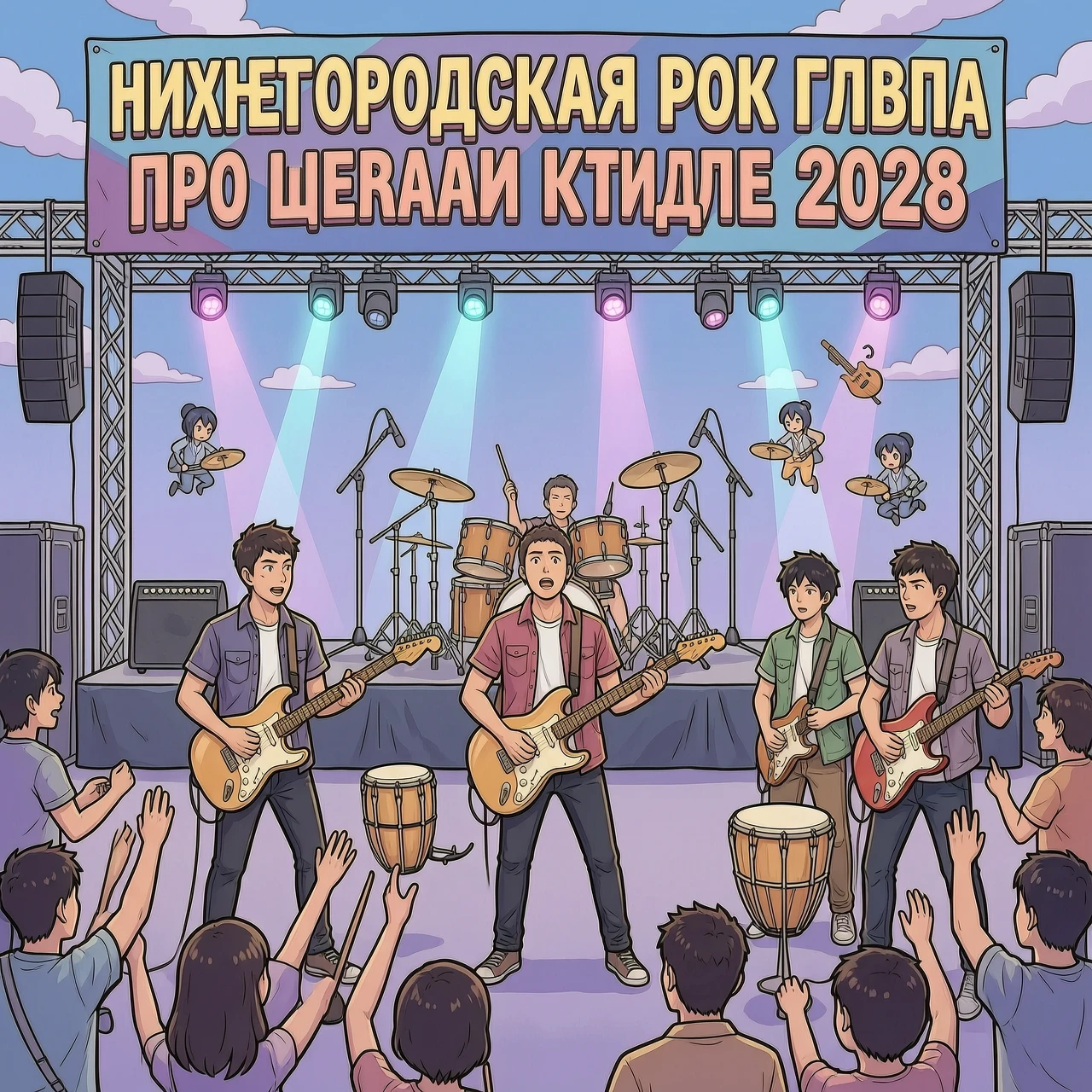 нижегородская рок группа по швам выступает на коачелле 2028 аниме барабаны чтоб еще были и скрипач и кахон и барабаны ещё одни и ещё одни барабаны и аниме много и макан — работа…