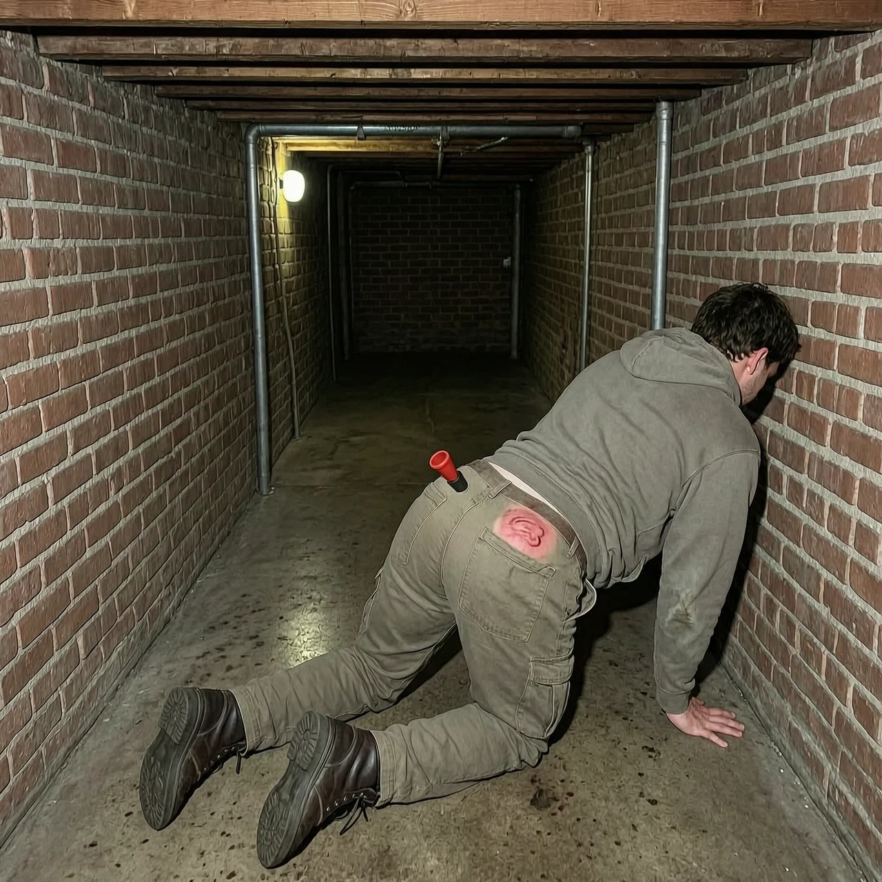 Glorious hole, basement, ass, on the ass there is a mark from a hand slap, in there is a butt plug — работа пользователя Лунная Полуночь