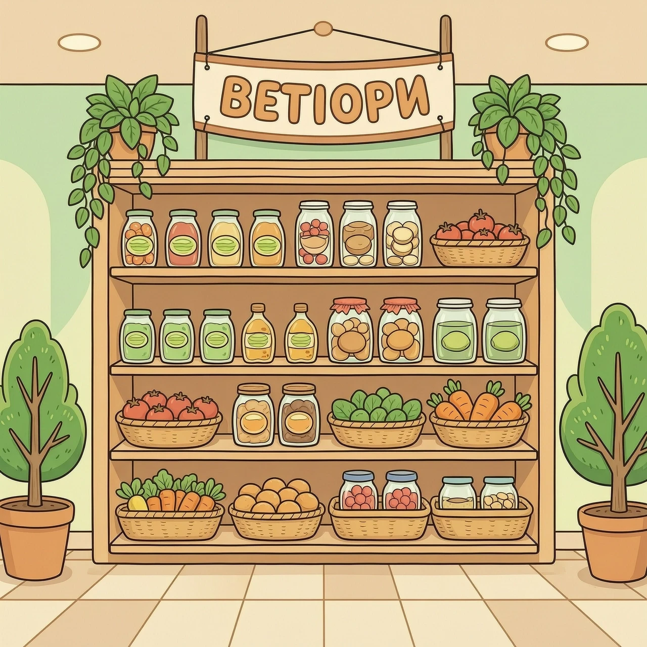 создай мультяшную витрину в магазине, только полки для продуктов — работа пользователя Жемчужный Иней