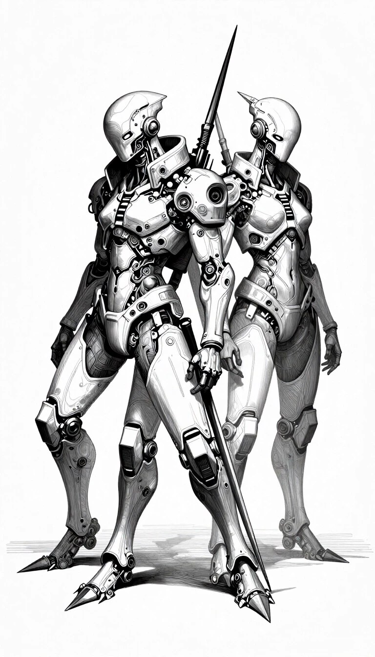 creatures cyberpunk illusion disproportionately. четкие обрывистые pencil линии, концепт high detail. — работа пользователя Фантастический Риф