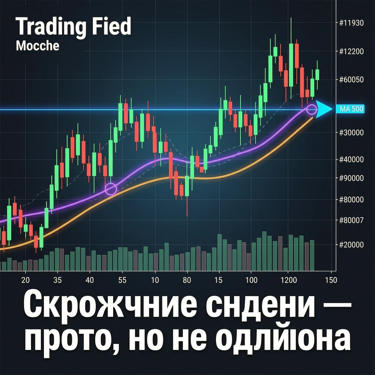 Create an image for an Instagram/TradingView post. Format: square 1080x1080 pixels. Style: minimalistic, high-tech, dark background (colors: #0a0e17, #111927), similar to…