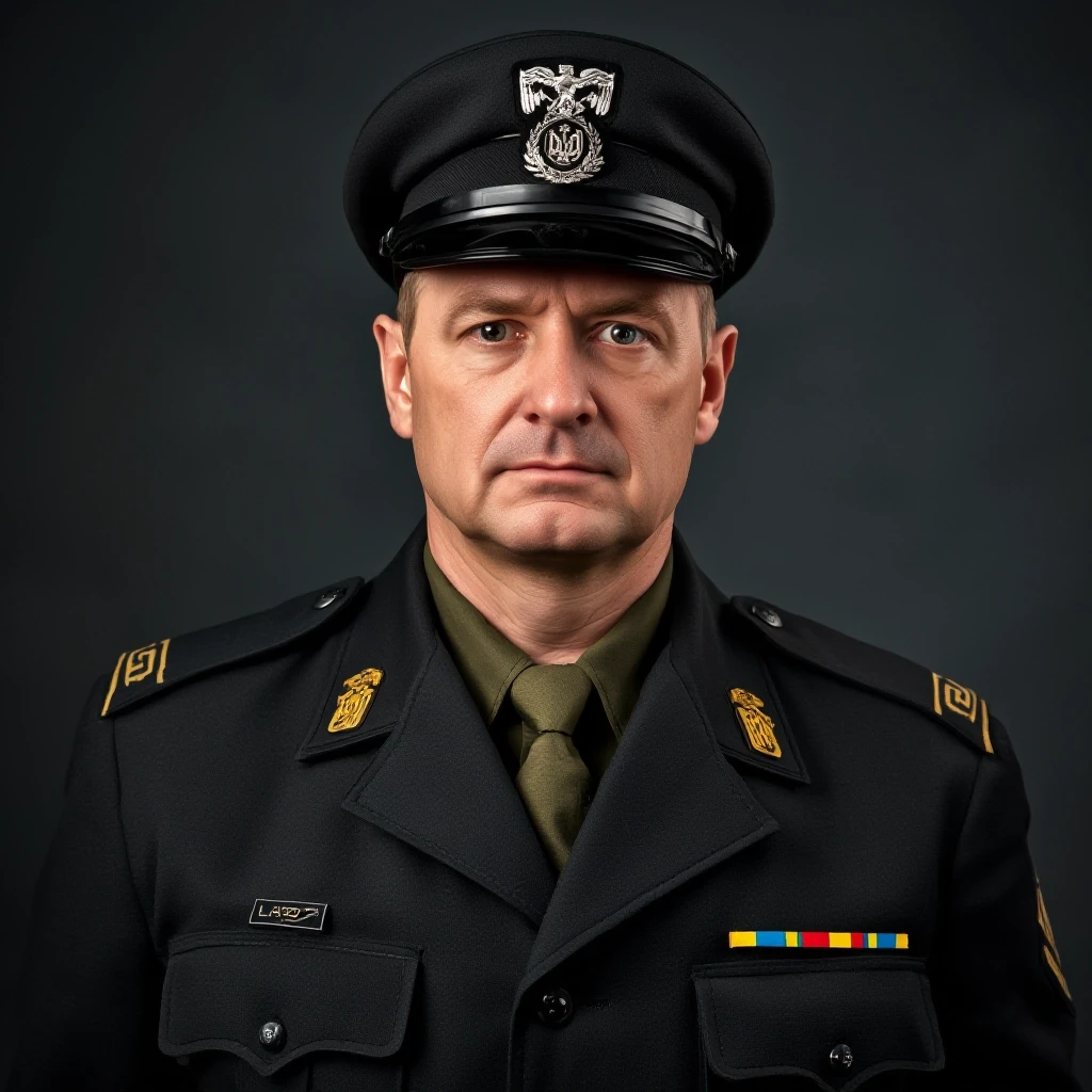 professional portrait of middle aged impudent but cowardly ukrainian lieutenant in NATO uniform. — работа пользователя Firebat