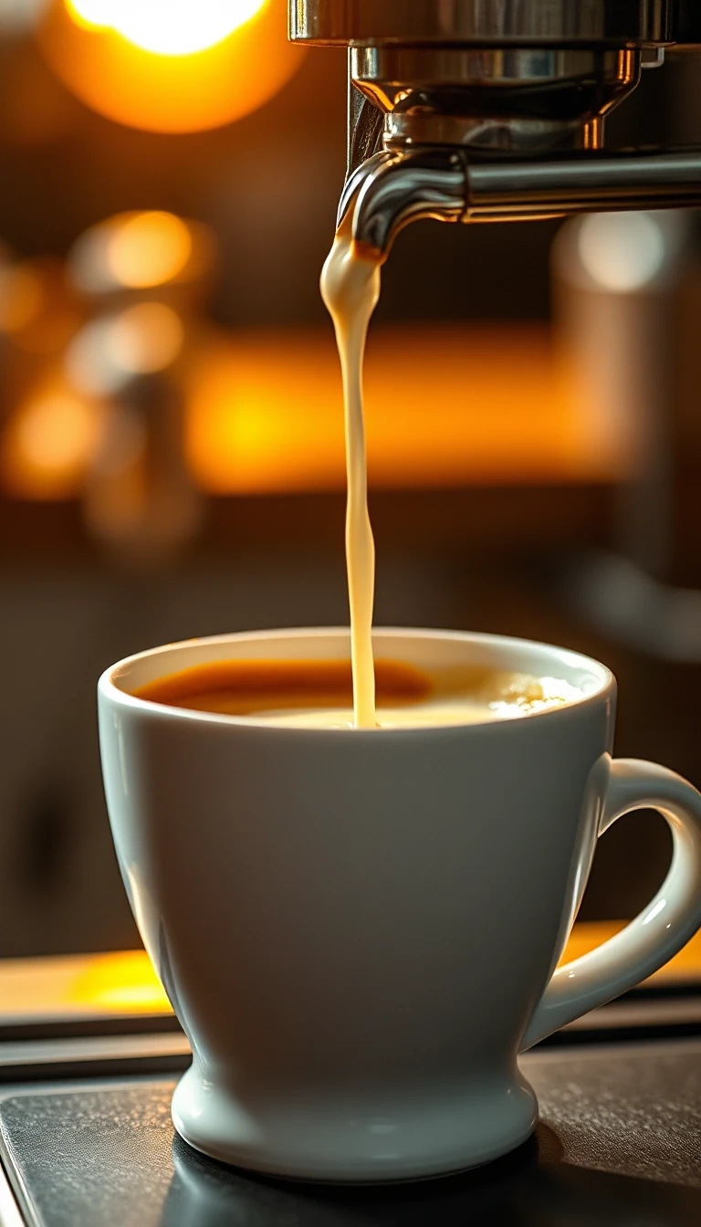 Cinematic premium coffee commercial, warm sophisticated atmosphere, realistic photography, shallow depth of field, beautiful natural morning light, subtle film grain, elegant…