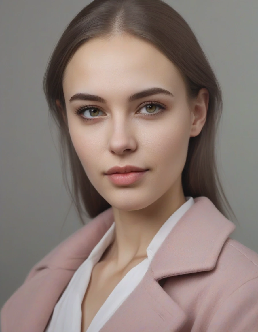 A photorealistic portrait of a beautiful young adult Russian woman, about 22 years old, Eastern European appearance. Aristocratic, elegant, refined, composed, naturally…