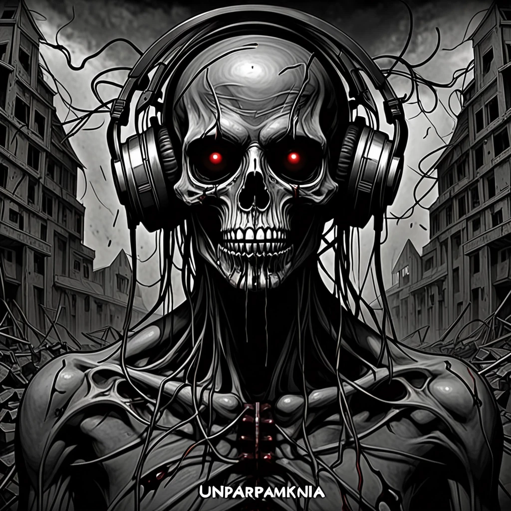 Обложка для музыкального трека Z_Asmut - Paranoia (cicle MiSkam remix) в формате 1:1. на черном фоне изображен череп с рогами оленя. Вокруг черепа тусклое световое кольцо…