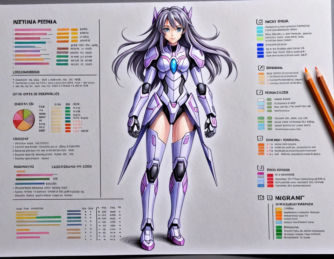 character sheet, general view. Grey background, lait, Neptunia-woman — работа пользователя Яростный Иней