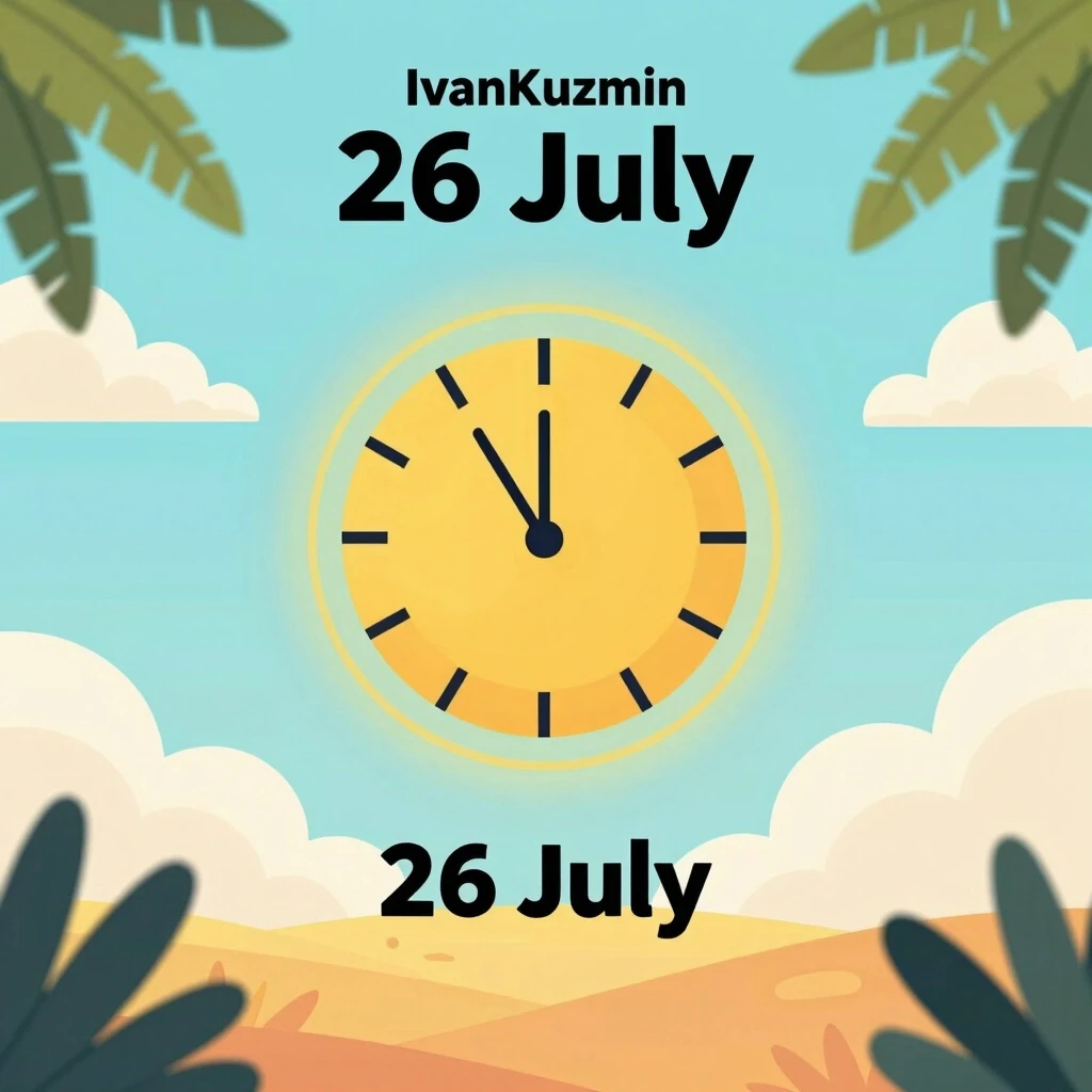 Обложка к треку в стиле Melodic Techno, исполнитель IvanKuzmin, трек называется 26 july. На обложке изображено уходящее лето и проходящее время, но она должна быть…