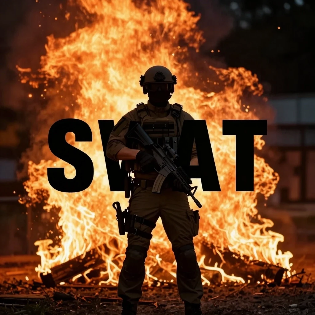 сделай картинку с надписью SWAT чтоб на заднем фоне был огонь — работа пользователя Таинственная Нирвана